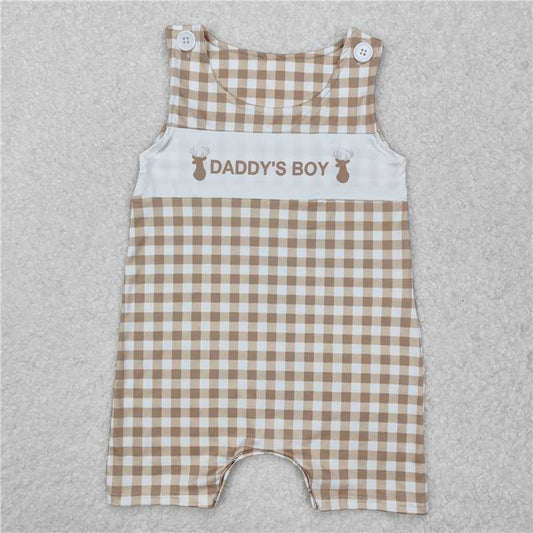 SR2299 Daddy's boy elk plaid sleeveless jumpsuit