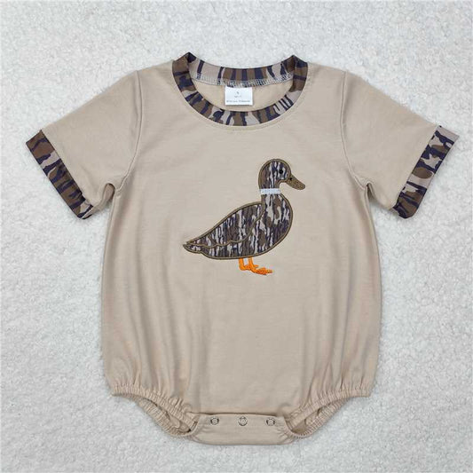 SR2392 Embroidered camouflage duck short-sleeved jumpsuit
