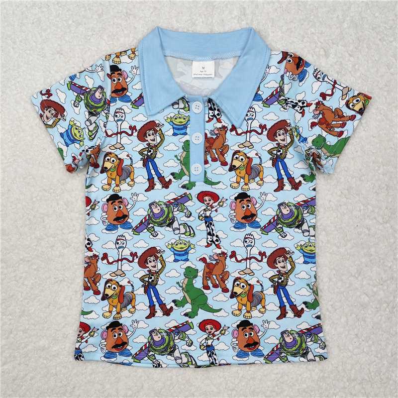 BT1158 Toy Story white cloud blue short-sleeved top