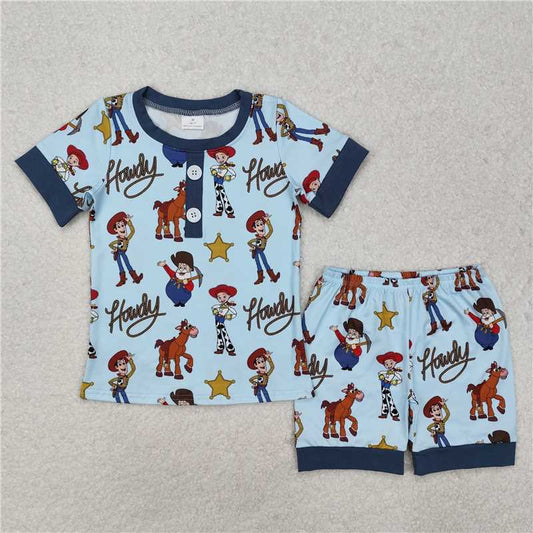 BSSO1214 howdy Toy Story blue short-sleeved shorts pajamas set