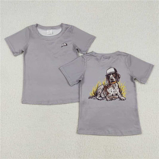 BT1149 Gray short-sleeved top with puppy hat