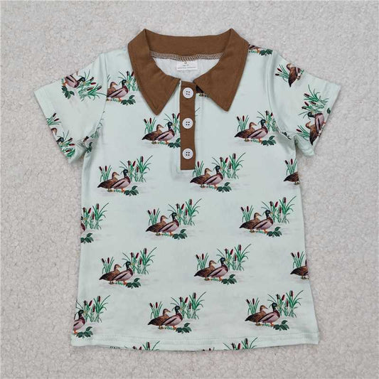 3.18 BT1174 Duck brown green short-sleeved top