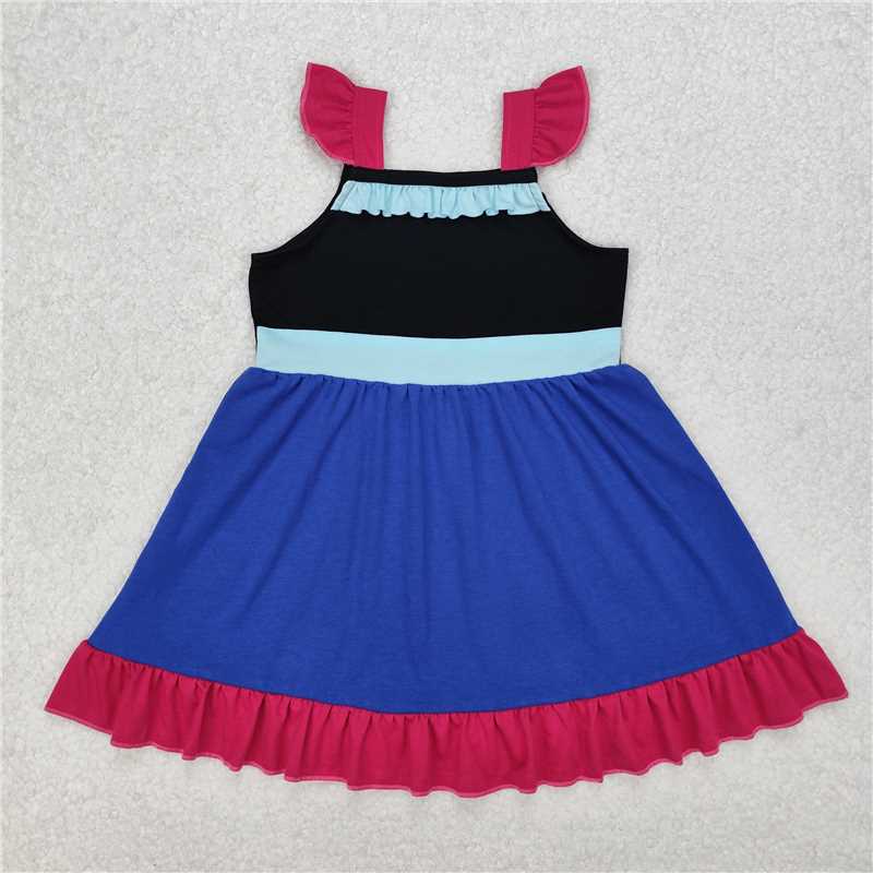 3.17  GSD1880 Cartoon role-playing blue lace blue and red flying sleeve dress