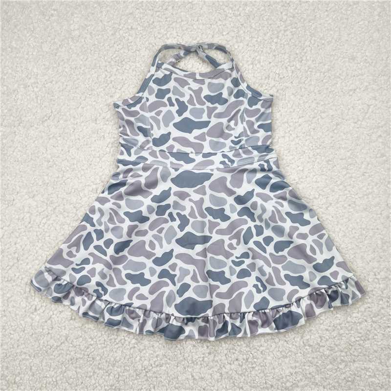 4.21 GSD2308 Gray camouflage sleeveless yoga dress
