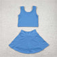 4.21  GSD1985 Solid sky blue sleeveless skirt yoga set