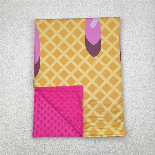 6.11  BL0201 Waffle Ice Cream Rose Red Baby Blanket
