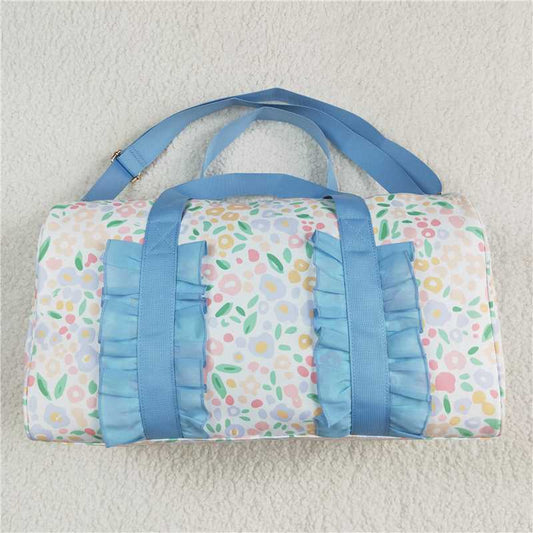 4.24  BA0292 Floral floral blue lace white gym bag