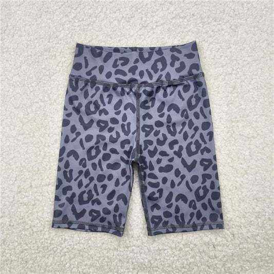 4.24 SS0539 Dark grey leopard print yoga cycling shorts