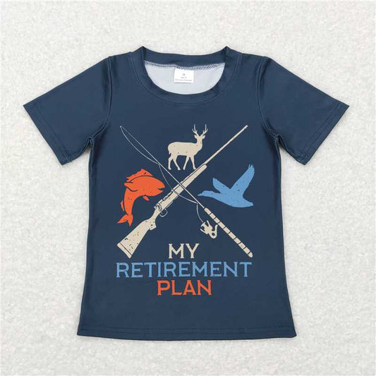 BT0416 retirement plan shotgun fishing dark green short-sleeved top