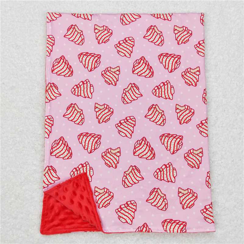 L0089 Christmas tree cookies pink baby blanket