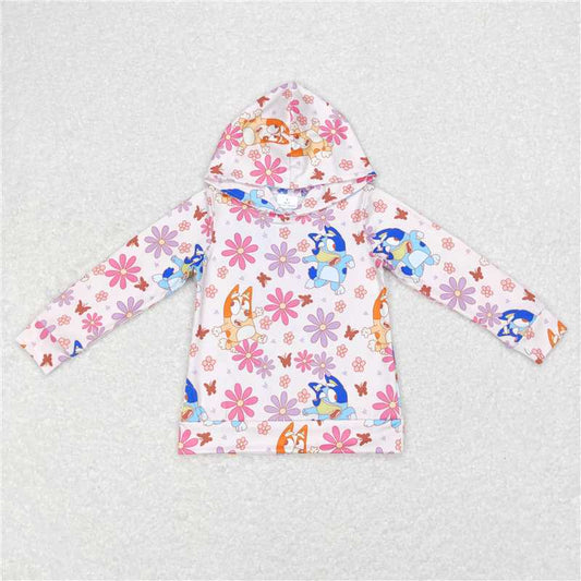 GT0395 bluey floral hooded long sleeve top