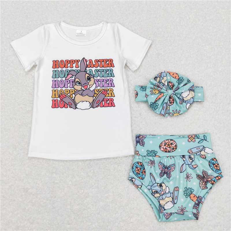 GBO0196 hoppy easter letter rabbit white short-sleeved carrot briefs suit