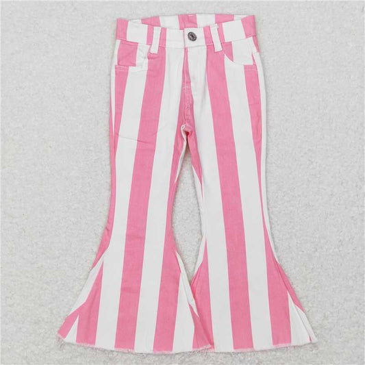 P0315 Pink and white striped denim trousers