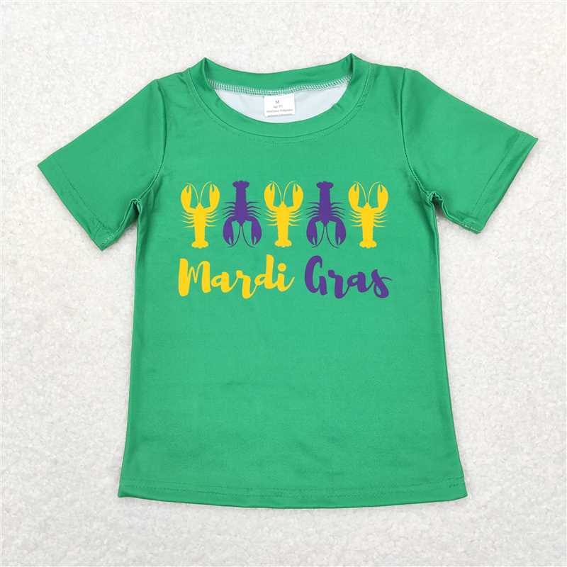 BT0501 mardi gras crayfish green short-sleeved top