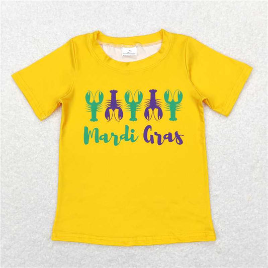 BT0502 mardi gras crayfish yellow short-sleeved top