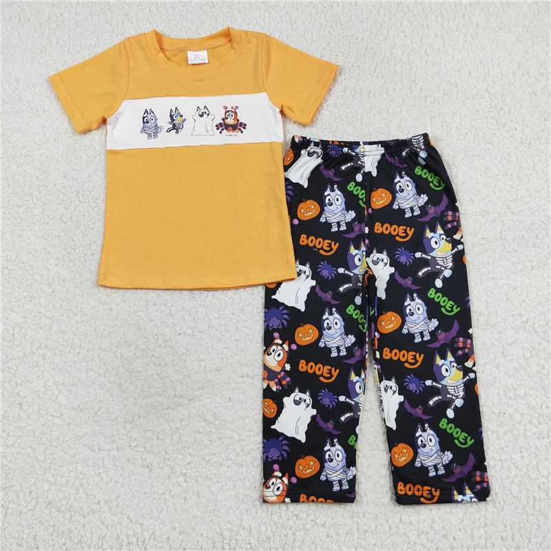 BSPO0406 bluey Halloween spider pumpkin lantern orange short-sleeved and long-sleeved suit