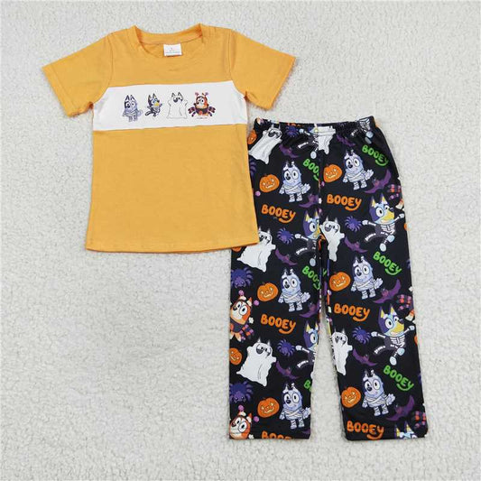 BSPO0406 bluey Halloween spider pumpkin lantern orange short-sleeved and long-sleeved suit