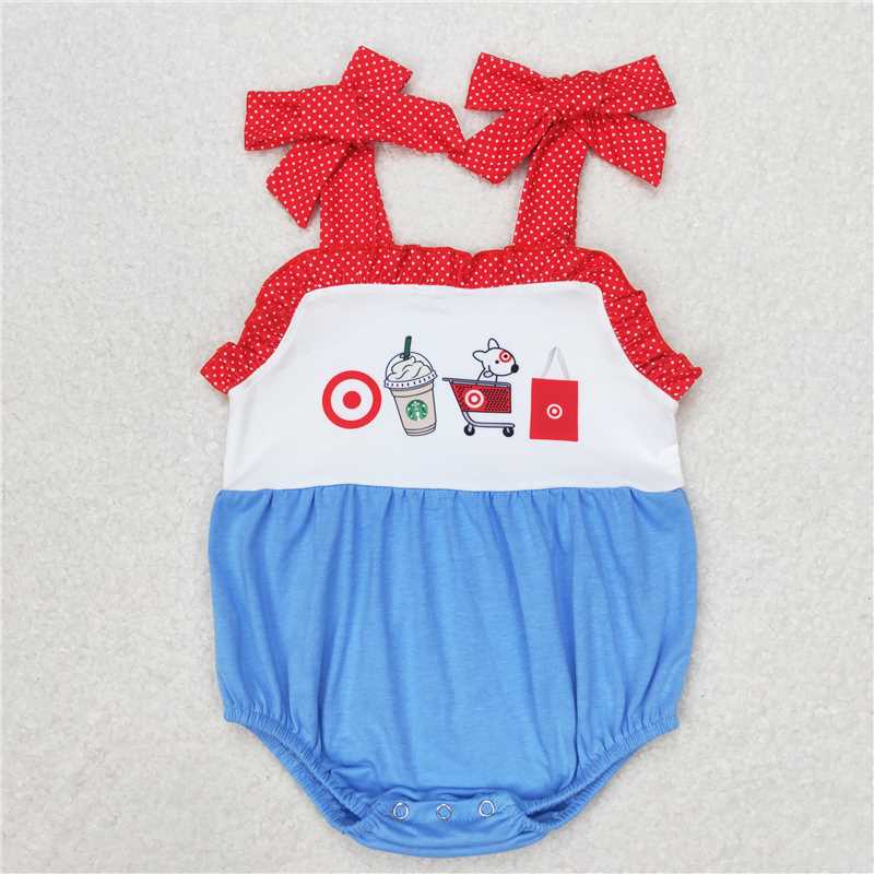 SR1605 target puppy target red lace blue vest jumpsuit