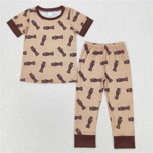 BSPO0444 Modal camouflage bottle brown short-sleeved long pants pajama set