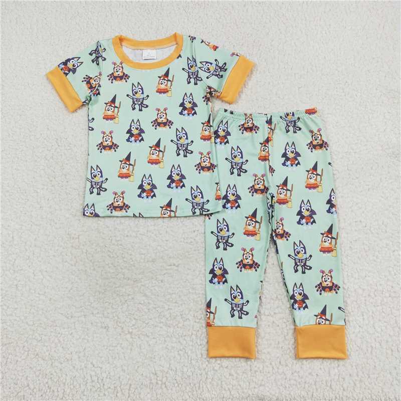 BSPO0408 bluey Halloween yellow green short-sleeved trousers pajamas set