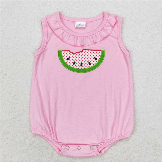 SR1649 Embroidered watermelon pink lace vest jumpsuit