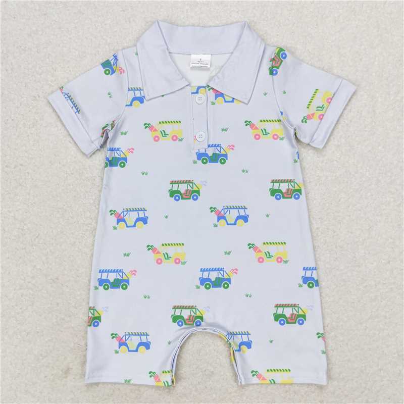 SR0982 Golf cart blue short-sleeved jumpsuit