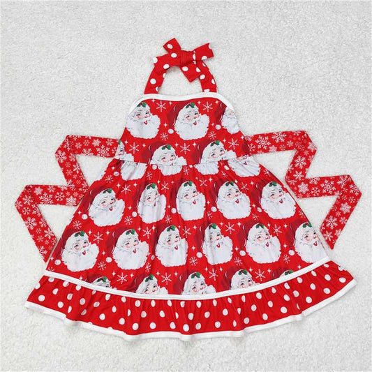 GSD1345 Santa Claus Snowflake Polka Dot Red Lace Sleeveless Dress