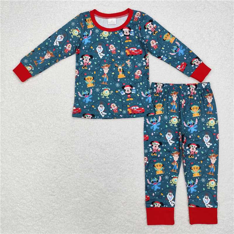 BLP0747 Christmas cartoon character Stitch, lion, snowman, long sleeves, long pants, pajamas set