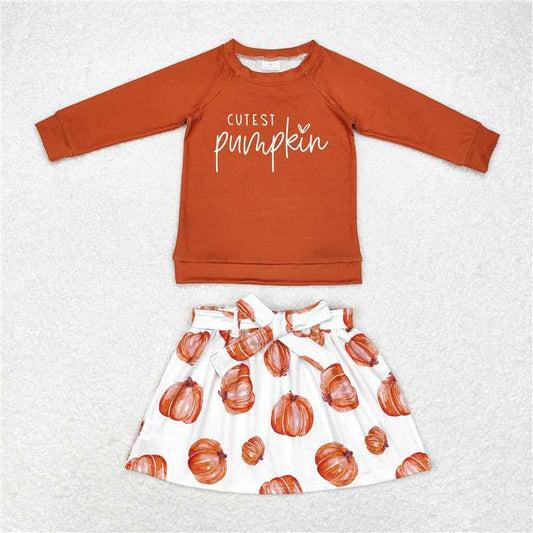 GLD0686 cutest pumpkin long-sleeved pumpkin skirt suit