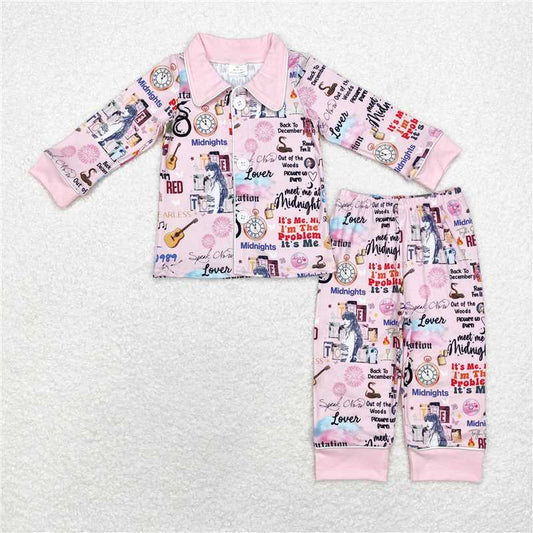 GLP1337 Taylor Swift 1989 pink long-sleeved trousers pajama set