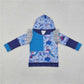 GT0890 Let it go Frozen Princess blue purple hooded long-sleeved top