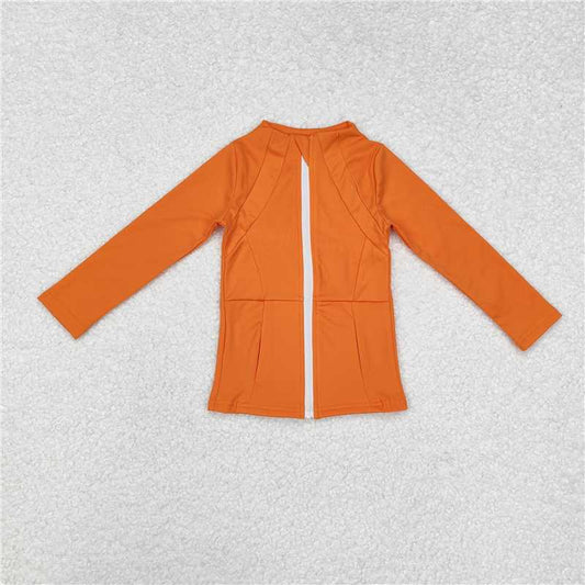 GT0825 Orange yoga wear zipper long sleeve top