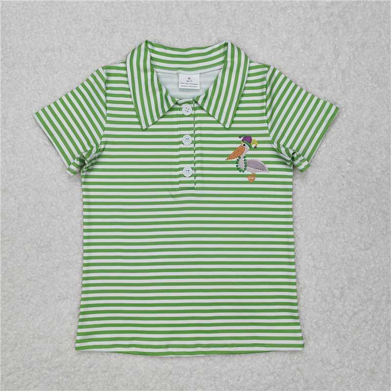 BT1094 Carnival bird green striped short-sleeved top