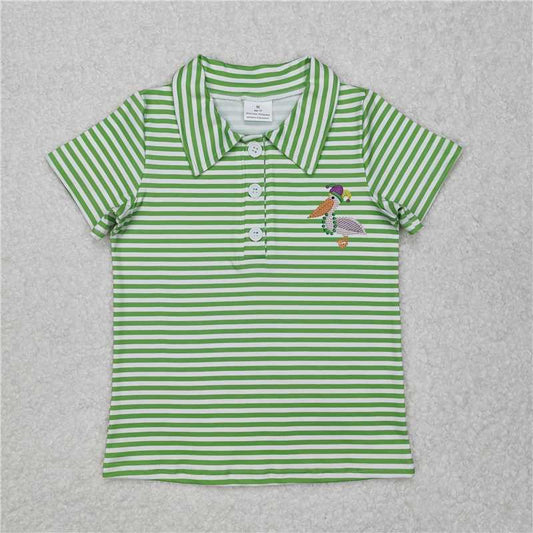 BT1094 Carnival bird green striped short-sleeved top