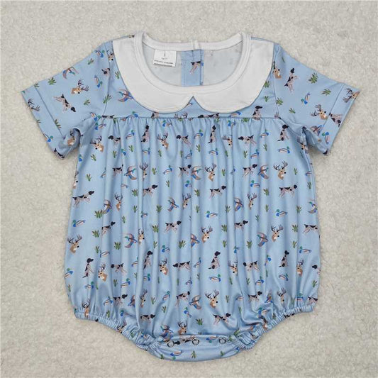 SR2275 Duck, deer, puppy, doll collar, blue short-sleeved jumpsuit