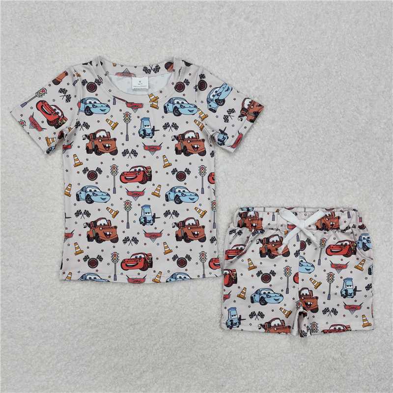 BSSO1233 cars car roadblock pocket short-sleeved shorts suit