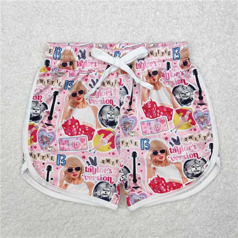 SS0418 Taylor's version dice guitar star pink shorts