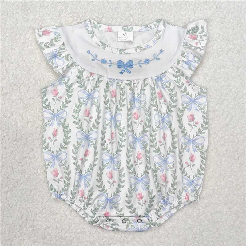 3.11 SR2543 Embroidered butterfly pattern flower and leaf flying sleeve jumpsuit