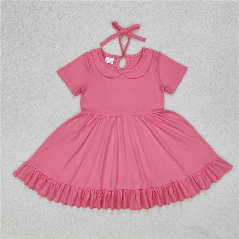 3.11GSD1917 Pure rose red lace doll collar short-sleeved dress