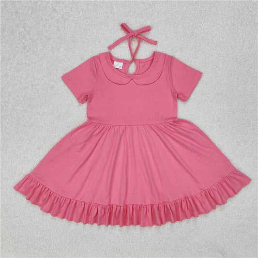 3.11GSD1917 Pure rose red lace doll collar short-sleeved dress