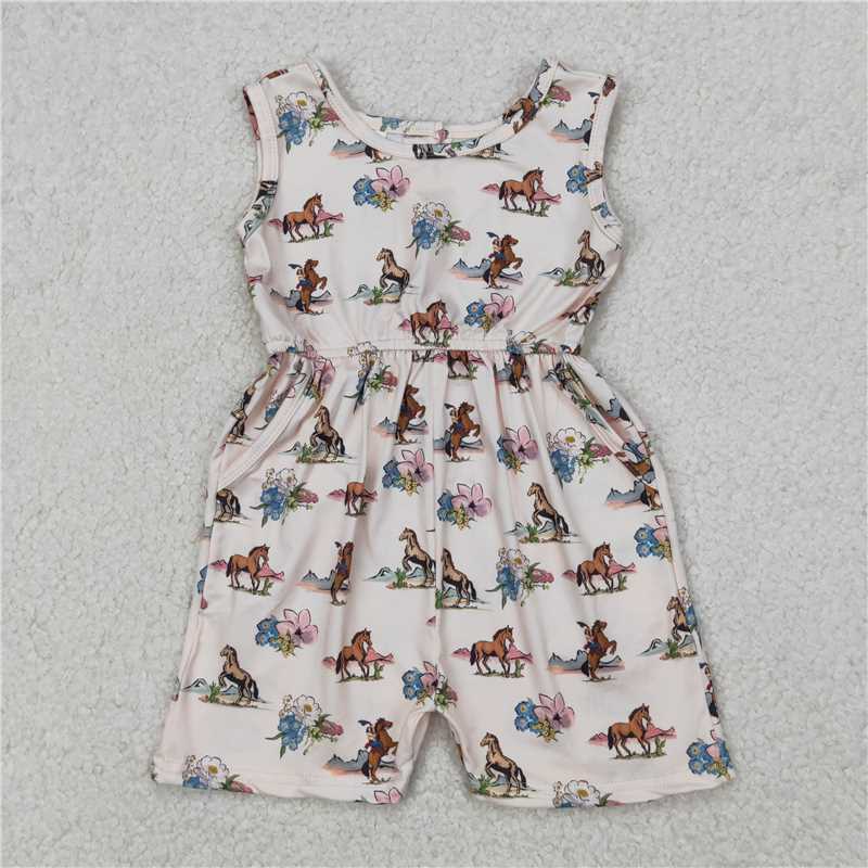 3.24  SR2695 Beige sleeveless bodysuit with horse riding flowers