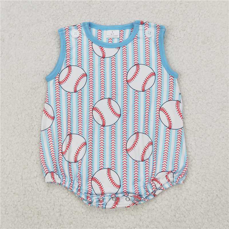 4.7  SR2743 Baseball stripe blue and white vest jumpsuit