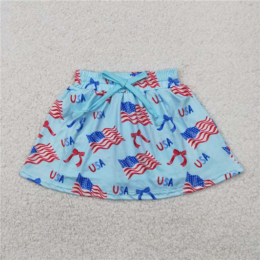 4.8 GLK0050 USA National Day flag bow pattern blue culottes