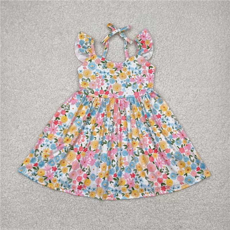 4.16GSD2207 Floral flower and leaf flying sleeve dress