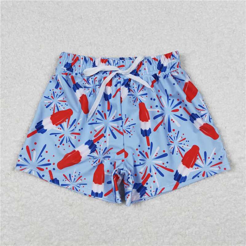 S0336 Fireworks Popsicle Blue Swimming Shorts