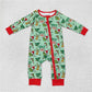 LR1055 Grinch puppy Christmas tree green striped zipper long sleeve onesie