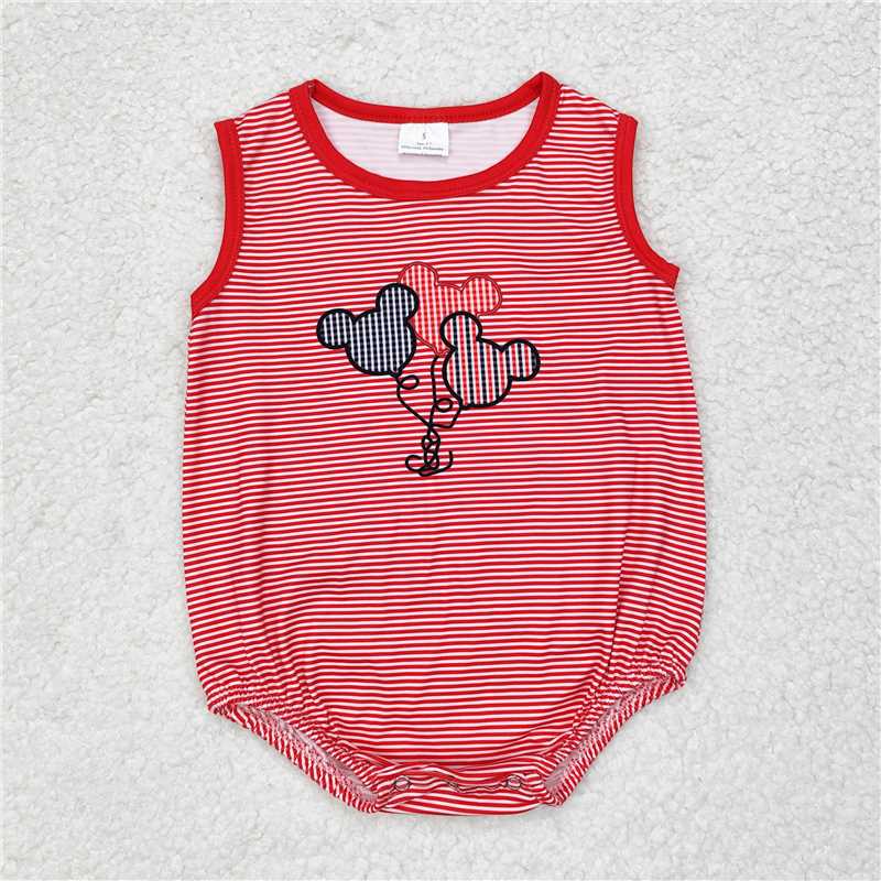 SR1844 Mickey balloon red striped vest jumpsuit