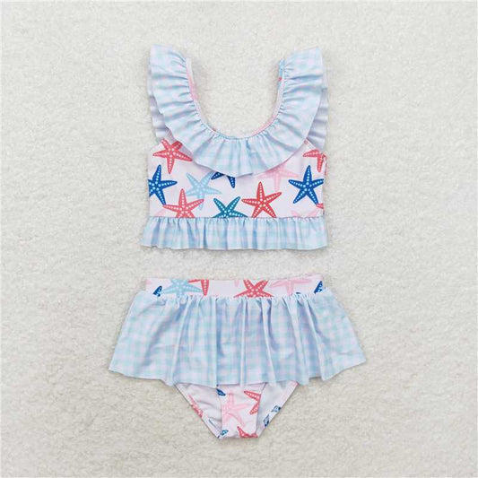 S0240 Starfish plaid lace swimsuit set