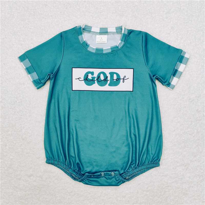 SR1942 child of god green short-sleeved jumpsuit