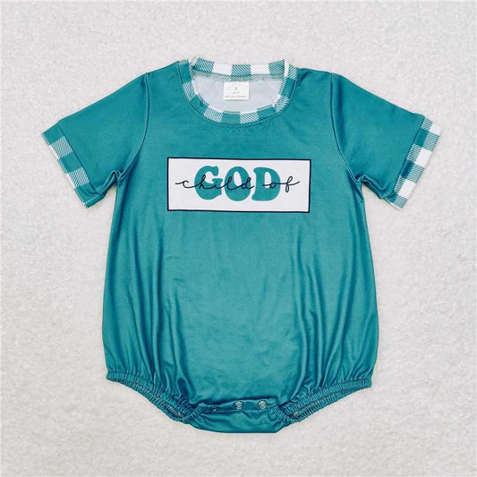 SR1942 child of god green short-sleeved jumpsuit